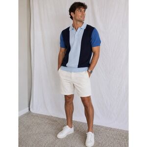 Soul Star‎ Polo Shirt Colorblock Blue Navy Knit Mod Style Small